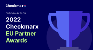 An image of a trophy depicts the 2022 Checkmarx EU Partner Awards