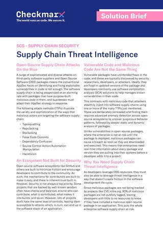 Solution Brief: Supply Chain Threat Intelligence