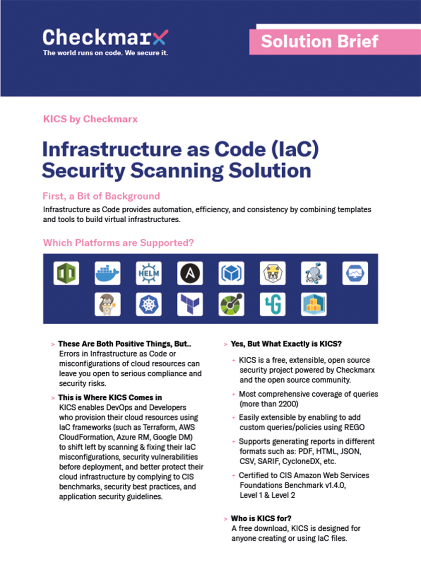 Solution Brief KICS-Infrastructure as Code Security Scanning Solution