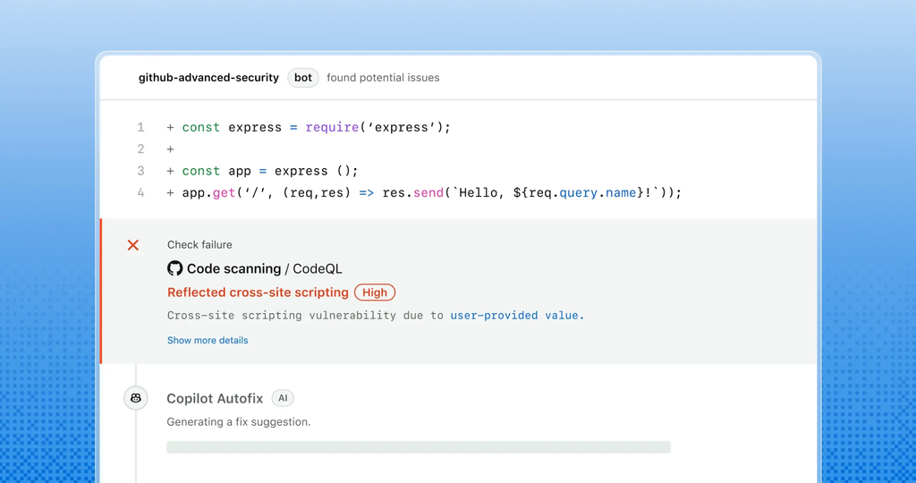 github code security vulnerability scan result