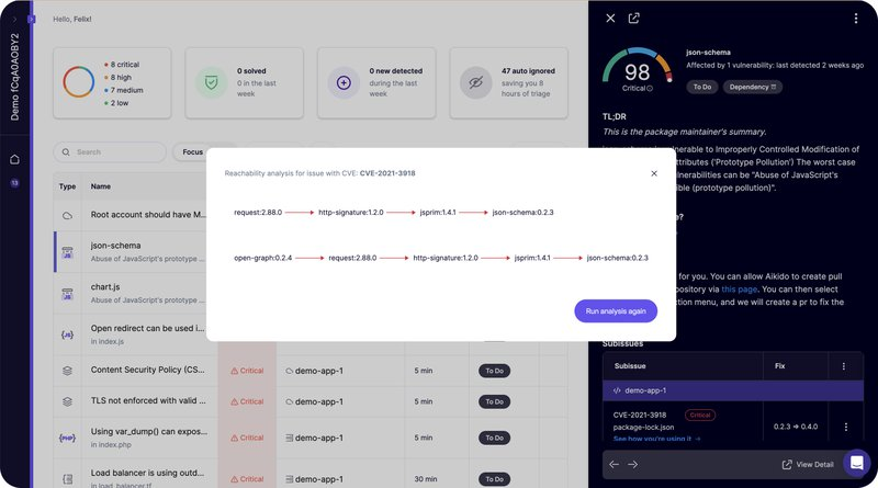 aikido security SAST scan results dashboard