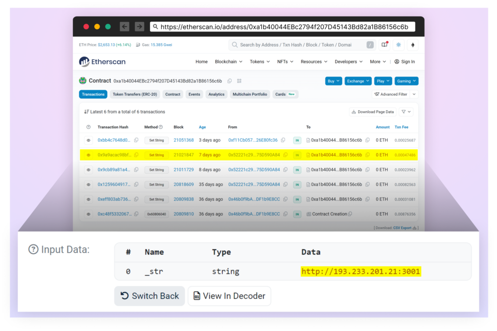 Etherscan transaction Screenshot 