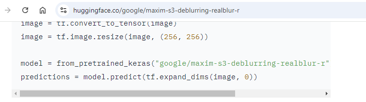 google model code snippet