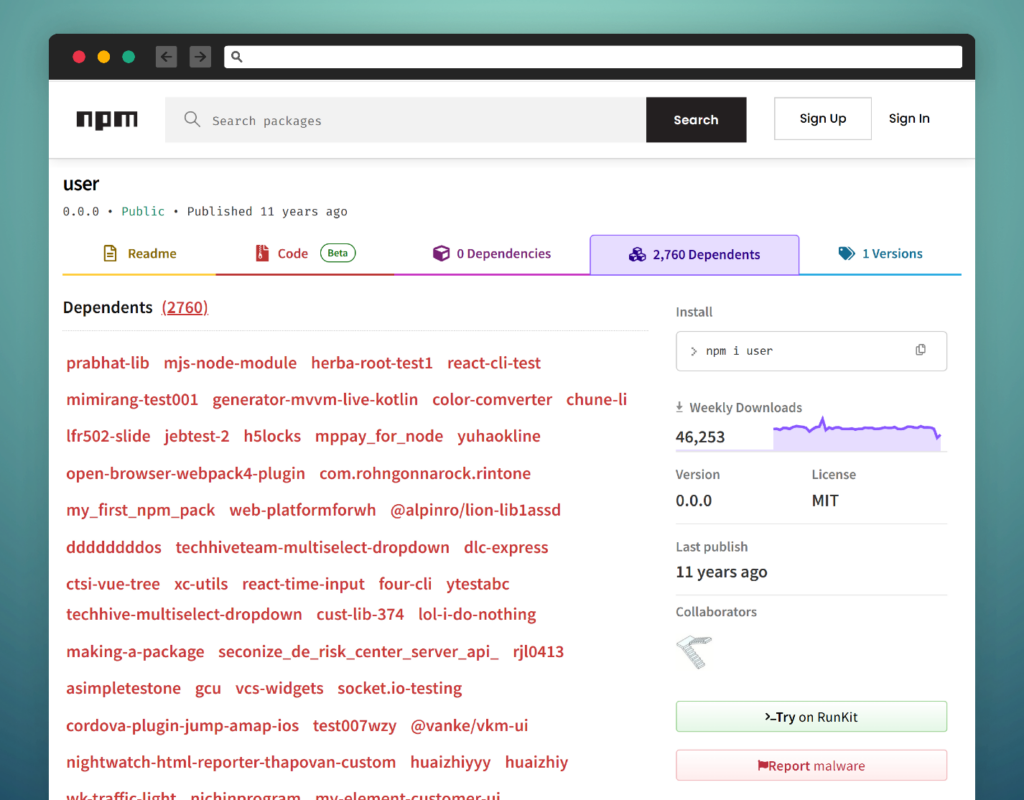 NPM 2760 dependent packages