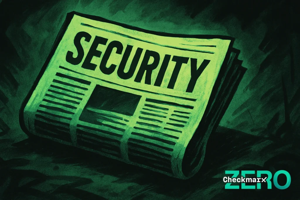 A street-art style graphic depicting a newspaper with a SECURITY headline