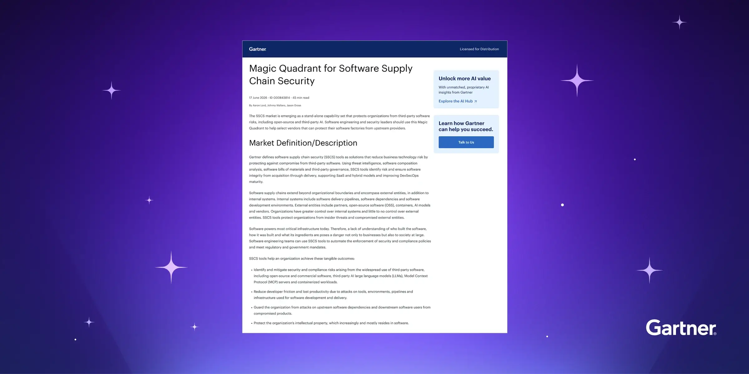 Gartner Magic Quadrant for Software Supply Chain Security
