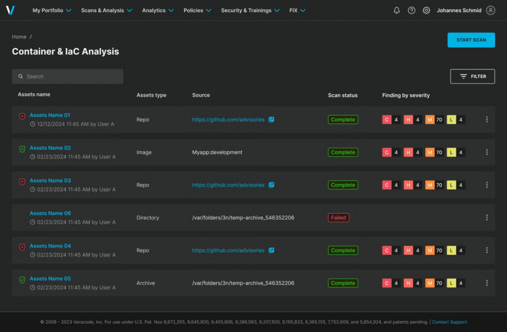 veracode platforn UI