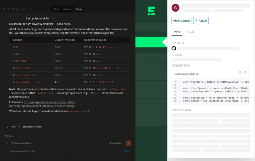 Endor Labs UI