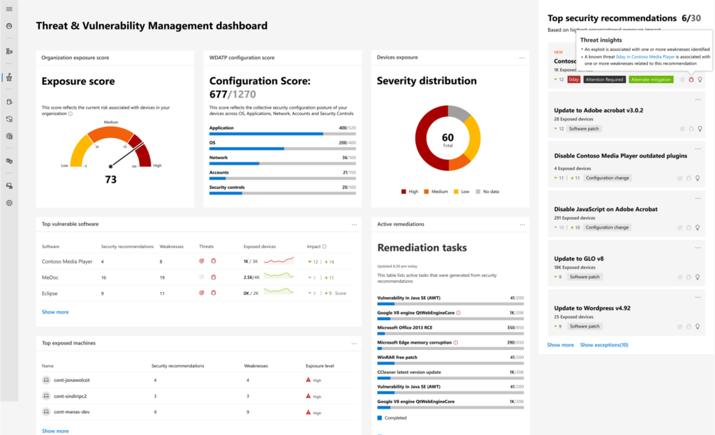 Microsoft Defender Dashboard UI