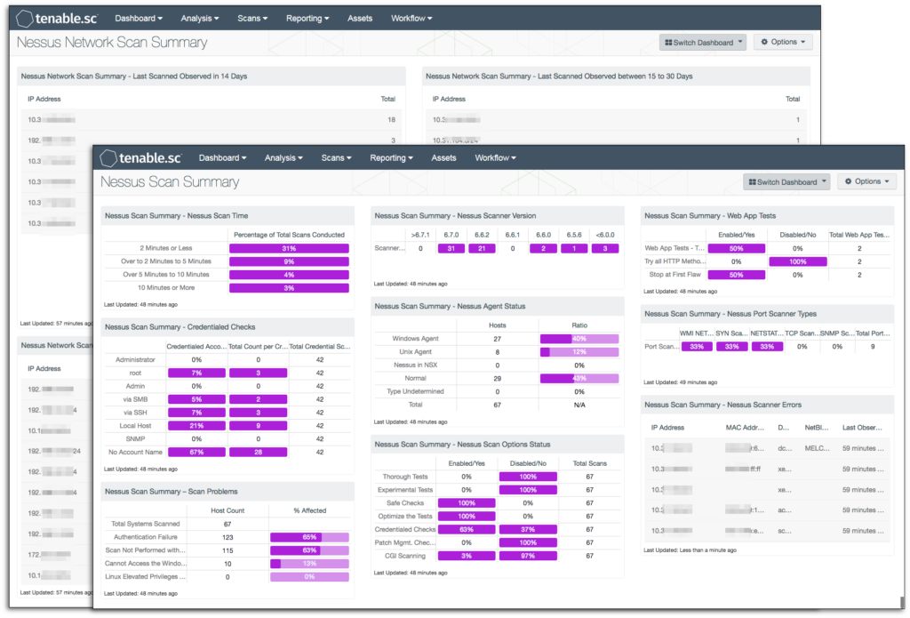 Tenable Dashboard UI