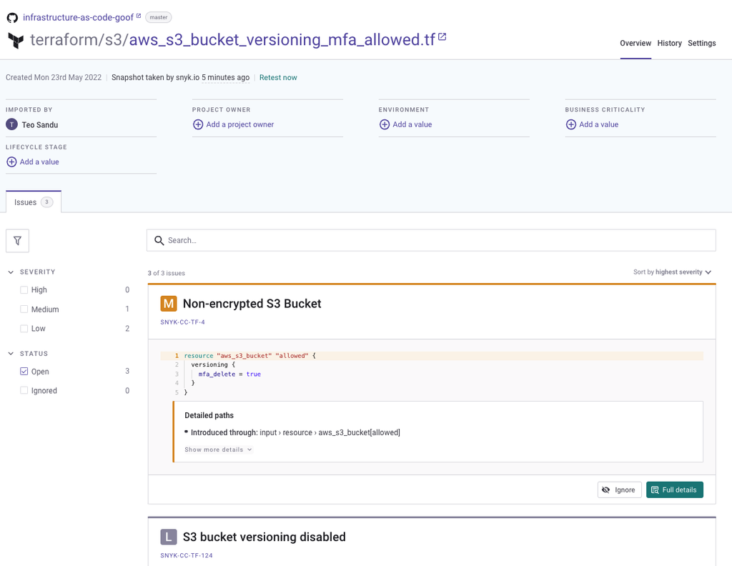 snyk code vulnerability scan results