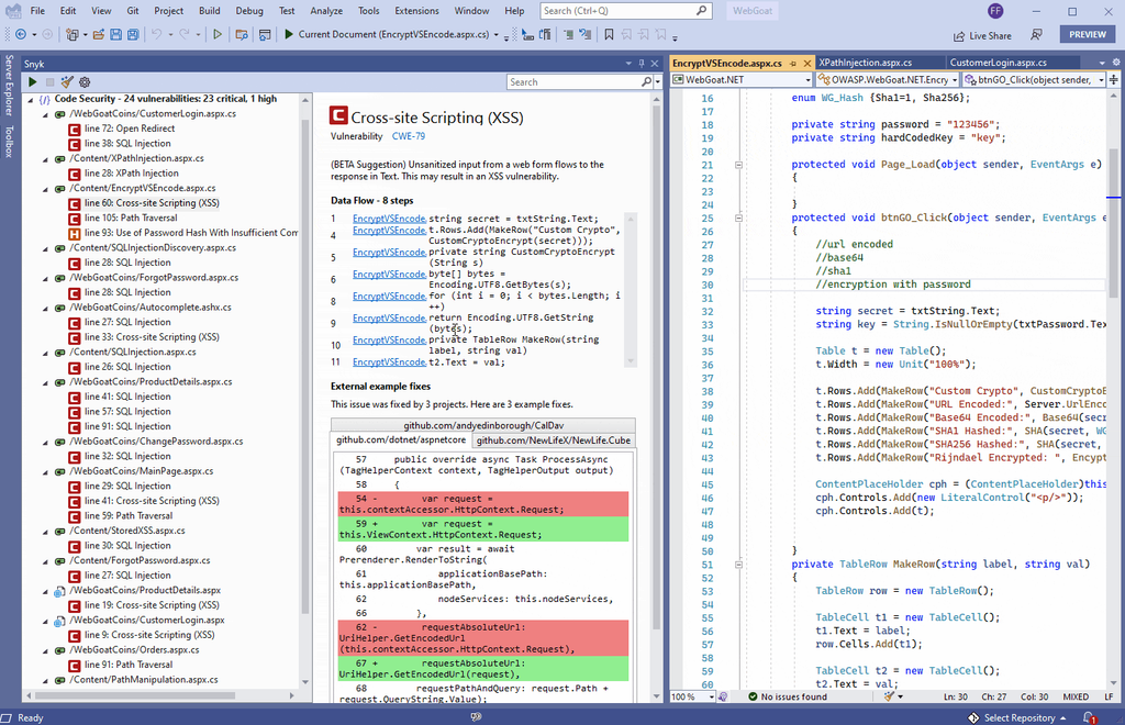 snyk code platform UI screenshot