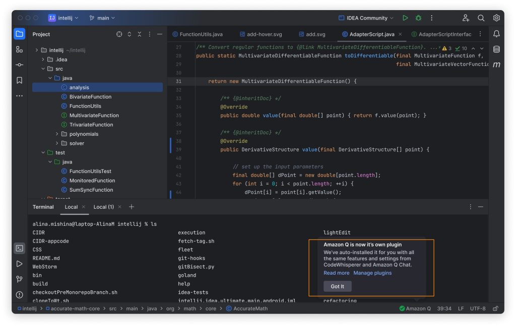 Amazon Q Developer UI