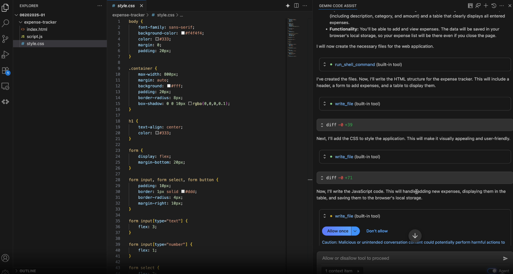 Gemini Code Assist interface