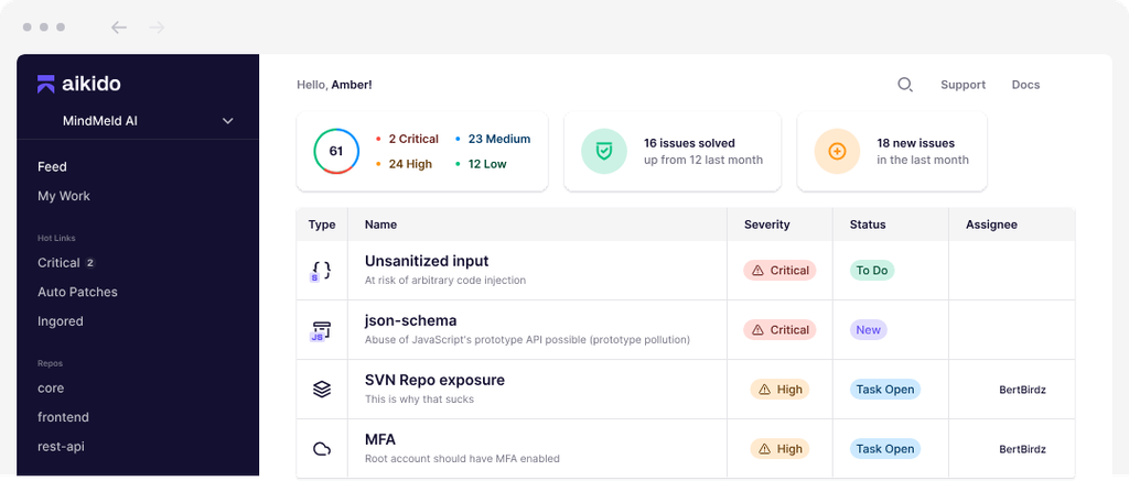 aikido appsec platform ui