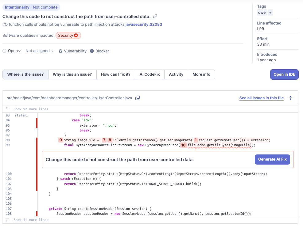 sonarqube vulnerability management dashboard