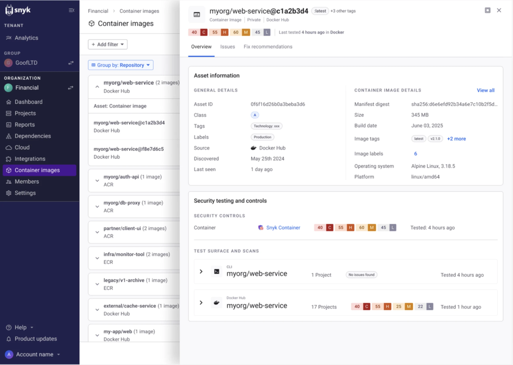 snyk code platform dashboard screenshot