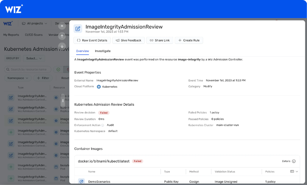 wiz cloud security interface